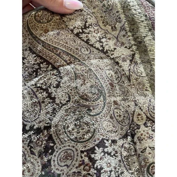 Croscill Pillow Shams Tangier King Damask Stripe Bronze Burgundy Rich Set Of 2 - Picture 4 of 12